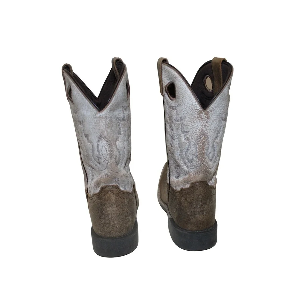 Smoky Mountain‎ Boots Youth 6.5 R Brown White Leather Western Cowboy Boots